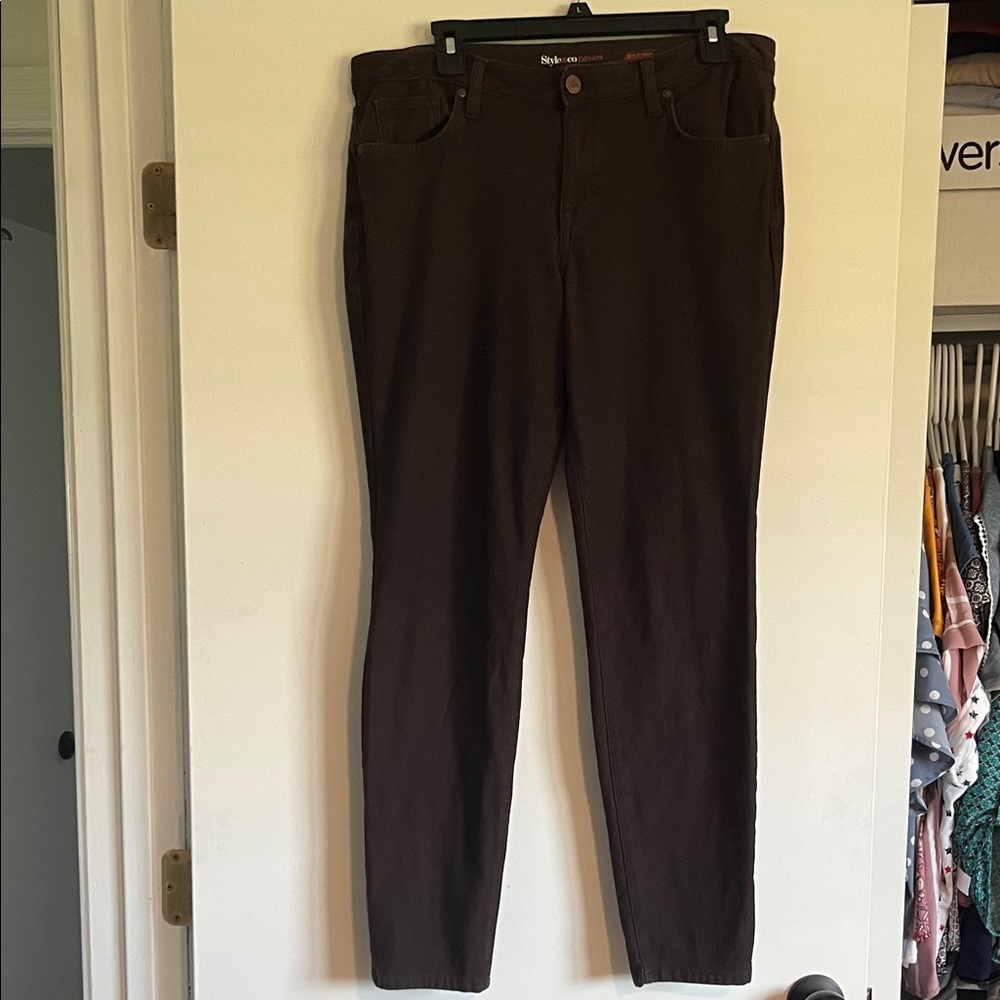 Style & Co. Dark Brown Straight Leg Pants